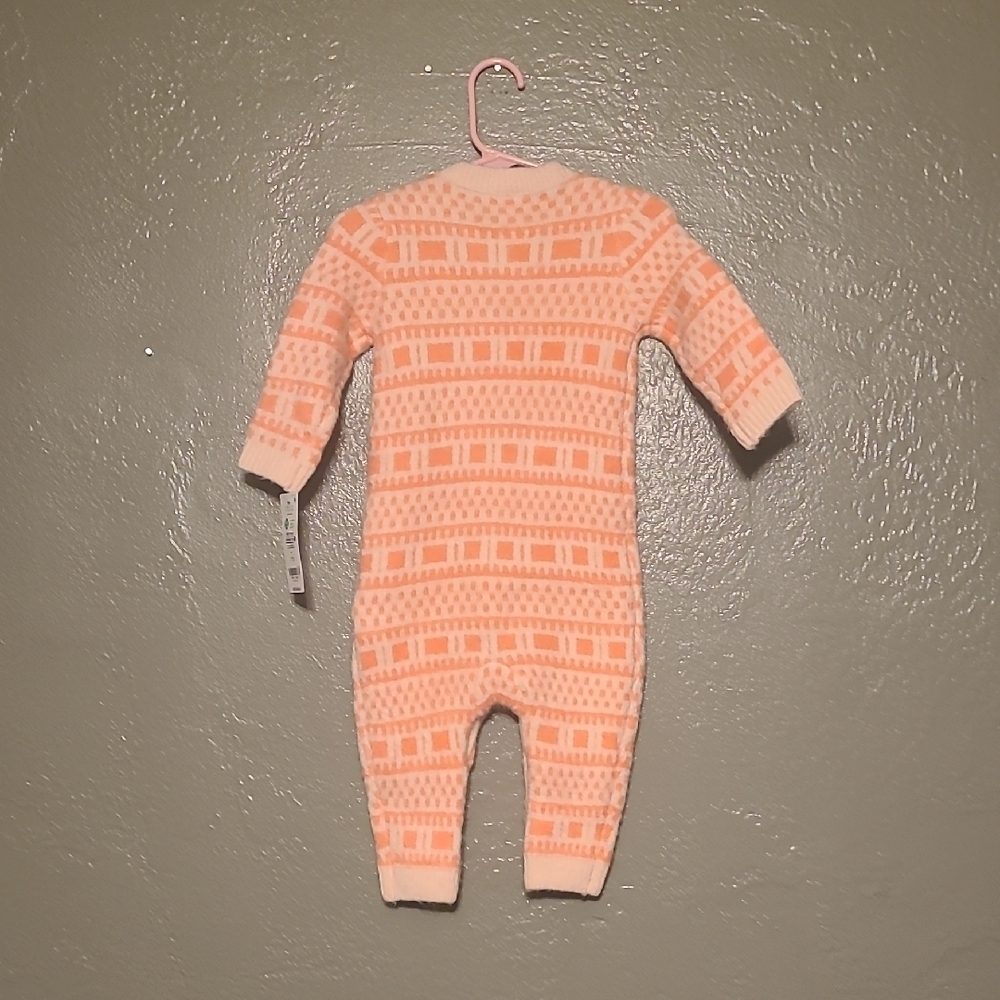 Carter's Peach Geometric Kids One Piece 9 Months NWT Button Closure - Picture 2 of 8